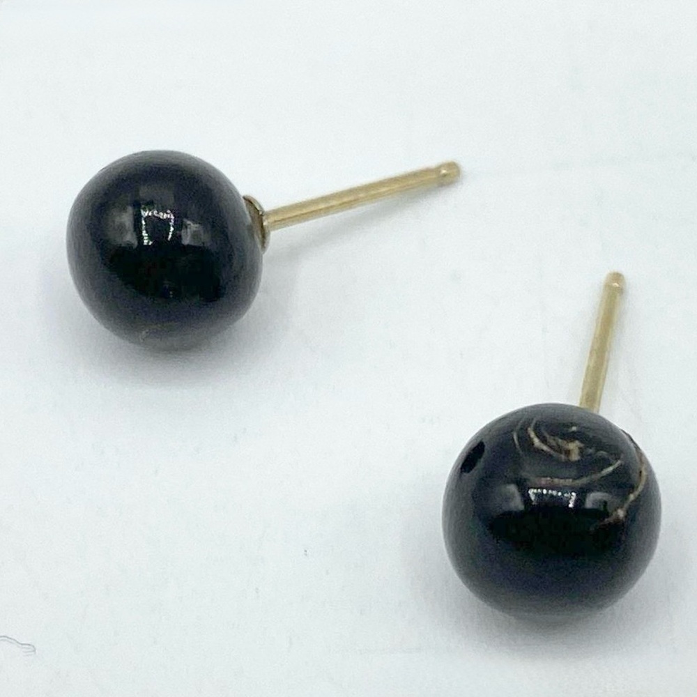 14K Gold Onyx Earrings